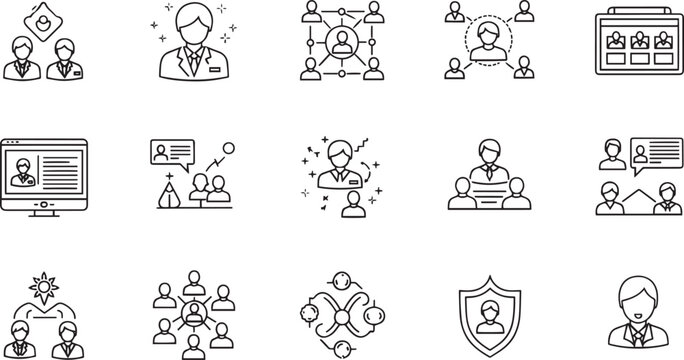 Target Audience Targeting Customer Persona Analysis and Market Segment Positioning Outline Icon Set