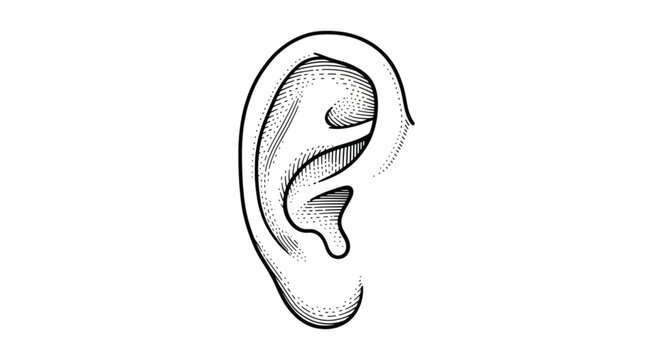 Human Ear Anatomy Close Up.