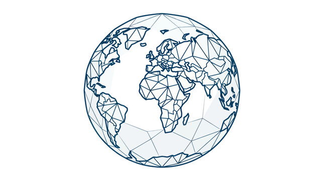 Geometric world map globe showing continents in low poly style