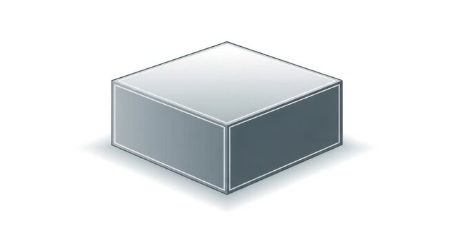 Isometric steel metal cube block object.