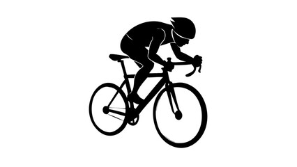 Naklejka premium Road cyclist silhouette against a black background minimalist design