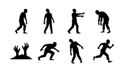 Obraz premium Zombie Silhouettes, Undead Figures, Spooky Halloween Characters, Horror Icons, Vector Set