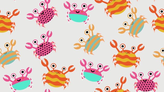 Seamless Cute Crab Ocean Pattern Animation