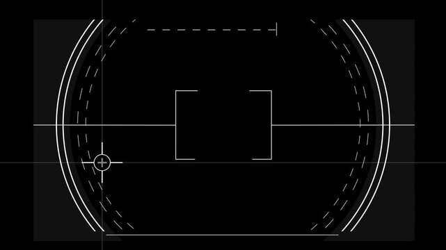 Futuristic hud target overlay with scanning digital target reticle overlay, hud interface for sci-fi gaming and tactical ui motion crosshair Military training, Military target icon animation