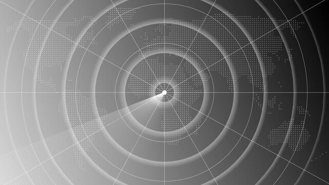 Scanning navigation hud radar or sonar green screen for submarines or ships. Target radar Navigation is looking for objects. High-tech green radar screen animation scanning a global grid for objects, 
