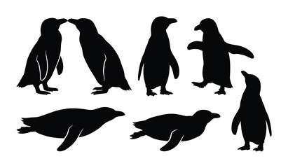 Penguin Silhouettes Vector Set, Antarctic Birds Collection, Wildlife Animal Graphics, Cute Penguin Poses © PERFECT QUALITY