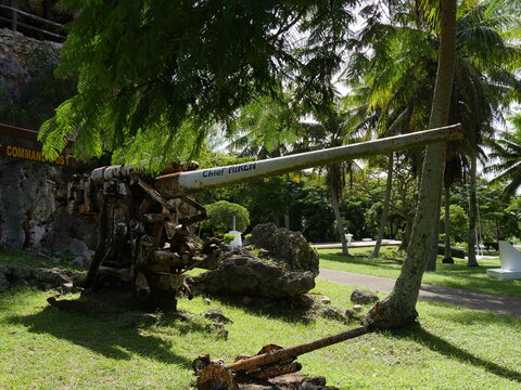 One of the artillery left at the Last Command Post, the last fortress of the Japanese soldiers during the World War 11, Saipan, CNMI.