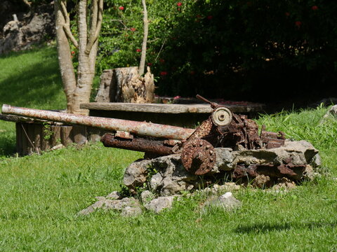 One of the guns at the Last Command Post, a historical spot where the last of the Japanese soldiers stayed to the very end during the World War 11, Saipan, CNMI.