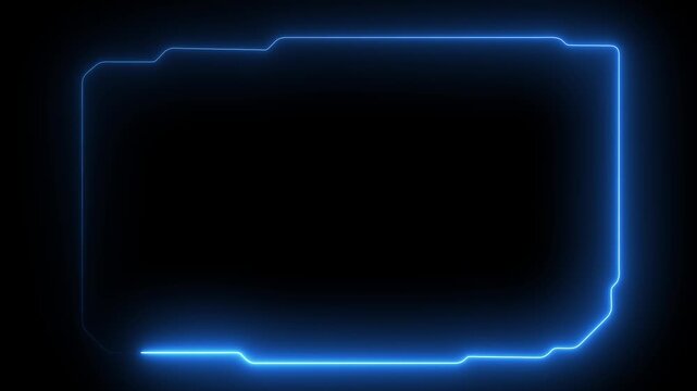 Futuristic Neon HUD Frame Overlay, Digital Interface Element Glowing Geometric. Futuristic neon HUD frame, Hud frames blue user interface elements design modern technology futuristic control panel.