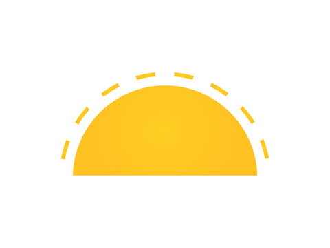 Half sun with rays icon. Sunrise or sunset vector illustration. Sunbeams logo design
