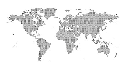 Fototapeta premium Gray World Map on White Background.