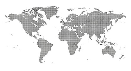 Fototapeta premium Gray World Map on White Background.