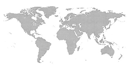 Fototapeta premium Gray World Map on White Background.