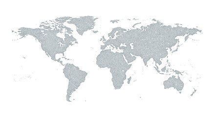 Fototapeta premium Gray World Map on White Background.