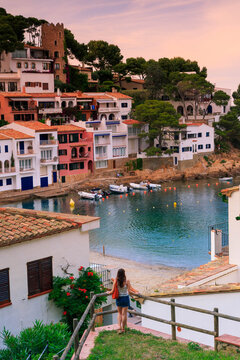 Cala Sa Tuna, Costa Brava, Spain &ndash; Mediterranean bay with colorful waterfront houses