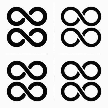 Minimalist black infinity symbols arranged in four quadrants