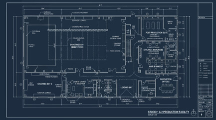 Architectural floor plan blueprint of a professional studio reproduction facility © S.Siam