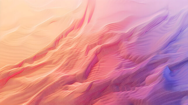 Abstract digital art background with flowing waves of gradient colors in shades of orange, pink, and purple