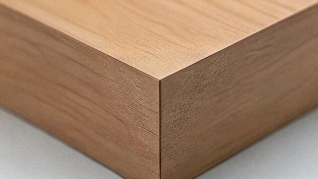 miter. Two wooden blocks forming a perfect miter joint, minimalist composition. safety posters, maintenance manuals, designed for precision metalworking and fabrication facilities.