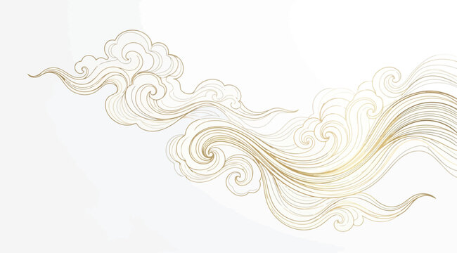 Traditional chinese style golden cloud pattern, elegant flowing lines, auspicious cloud motif