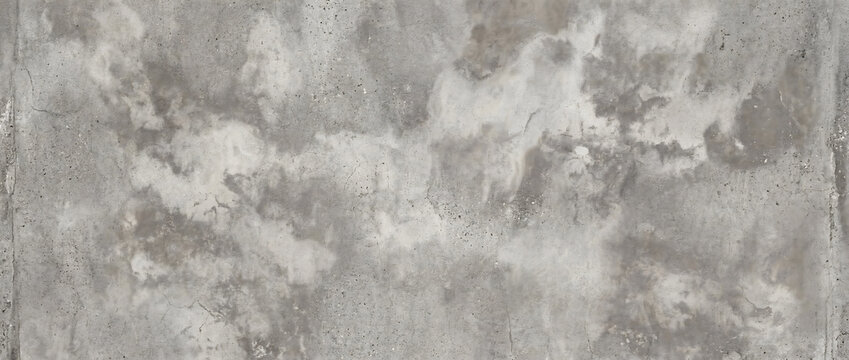 Concrete background displays a rustic grey plaster surface with organic dark weathering and fine grains