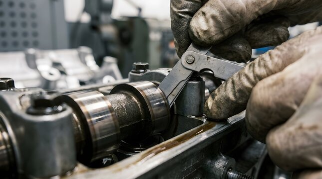 Valve Clearance Inspection With Feeler Gauge on Automotive Engine for Technical Training