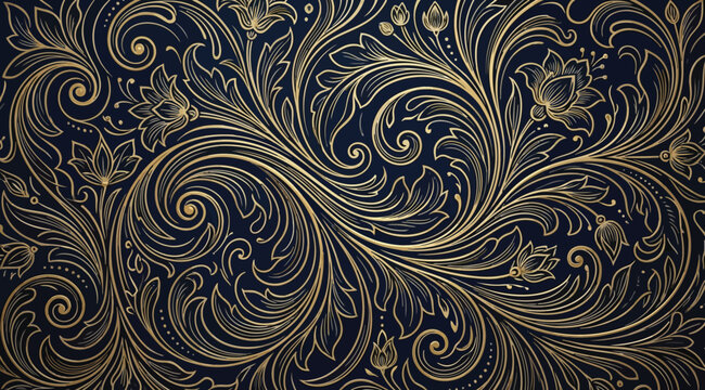 Luxury gold floral damask pattern