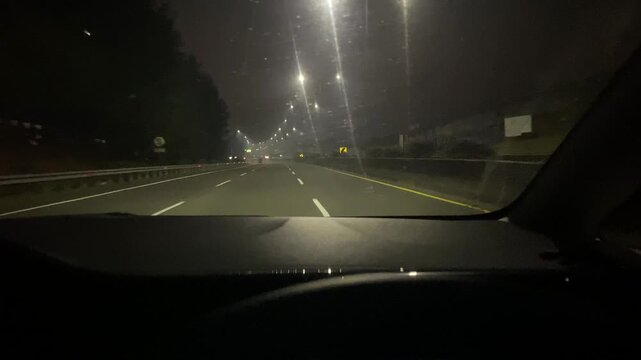 POV Driving on Highway at 4 AM.
Point of view (POV) dashcam footage of driving on an empty toll road highway at 4:00 AM.