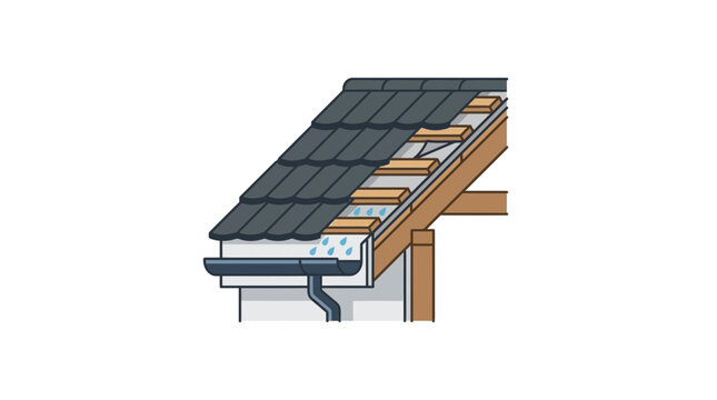 Detailed illustration of a roof section showing construction layers.