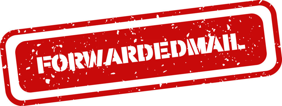 Forwarded mail red rubber stamp seal isolated on white background postal service communication concept