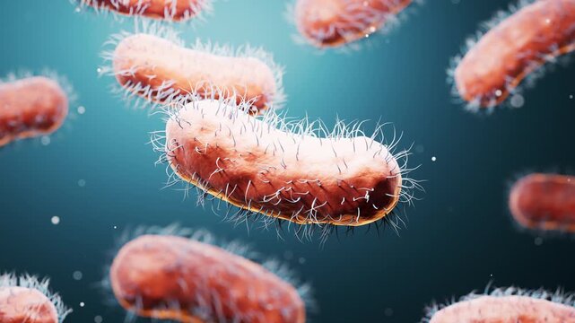 Microscopic biomedical bacteria structure, 3d rendering.