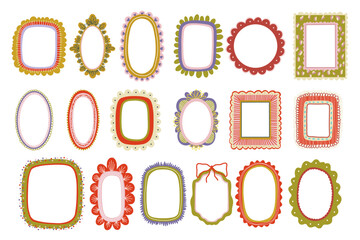 Naklejka na ściany i meble Folk Art Floral Frames and Decorative Botanical Elements 