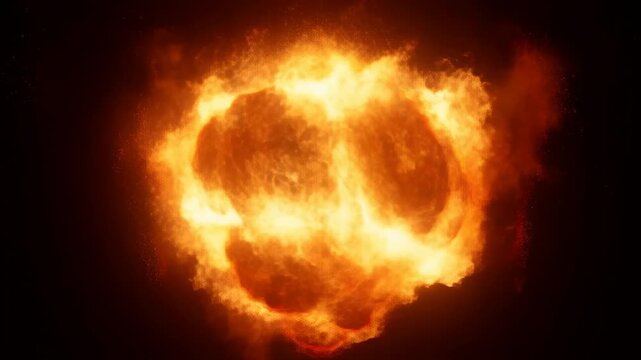 Dynamic fiery explosion erupts with intense flames and sparks in highresolution slowmotion