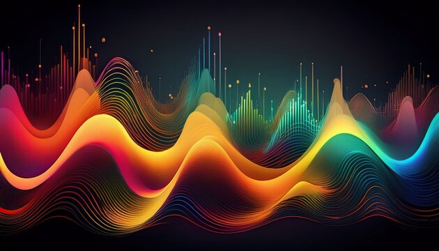 Abstract Background With A Colourful Soundwaves Design