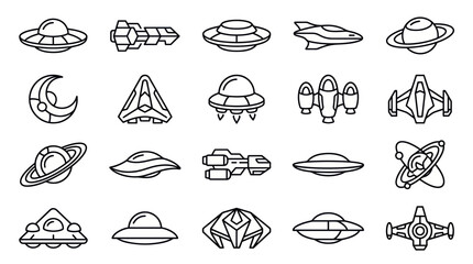 Spacecraft and UFO Icons: Futuristic Flying Objects Collection © Yaskur
