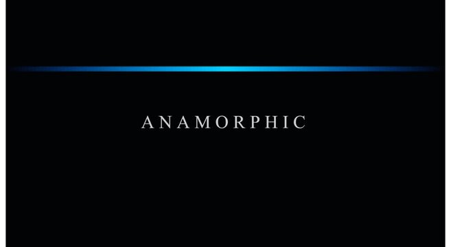Anamorphic widescreen cinematic letterbox overlay with glowing blue light streak animation