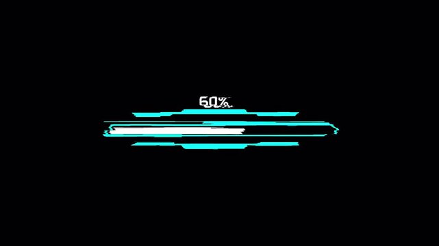 Digital loading bar animation with glitch isolated