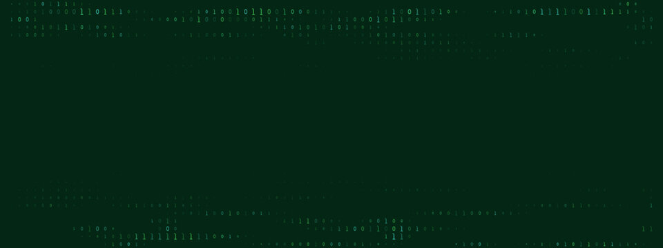 Dark Green Binary Code Background with Digital Data Stream for Cyber Security and Technology Concepts