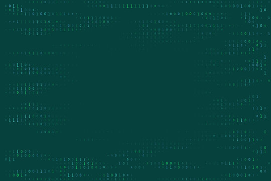 Dark Green Binary Code Background with Digital Data Stream Pattern for Cybersecurity and Technology Concepts