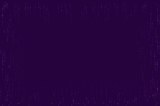 Purple Binary Code Digital Background with Falling Data Stream for Cyber Security and Technology Concepts