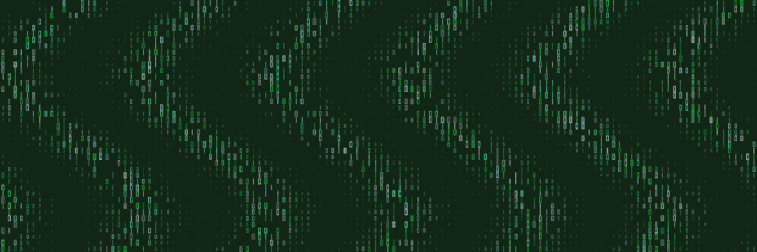 Abstract Digital Matrix Background with Flowing Green Binary Code Streams for Cyber Security and Data Technology Concepts