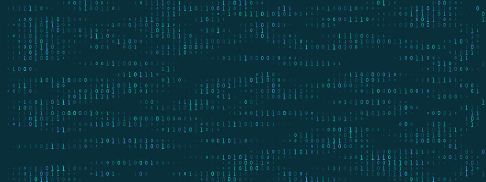 Digital Binary Code Background with Streaming Data Streams for Cybersecurity and Technology Concept Presentations