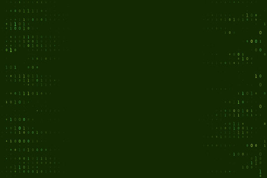 Dark Green Binary Code Background with Digital Data Stream for Cyber Security and Technology Concepts