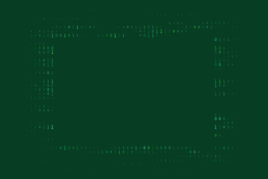 Binary Code Border Frame on Dark Green Background for Technology and Cybersecurity Digital Design Projects