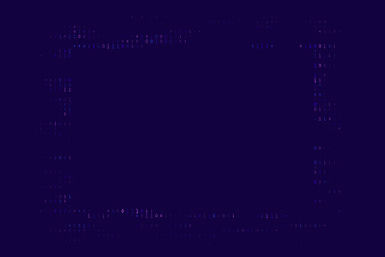 Binary Code Frame Border on Dark Blue Background for Technology and Cyber Security Digital Data Concepts