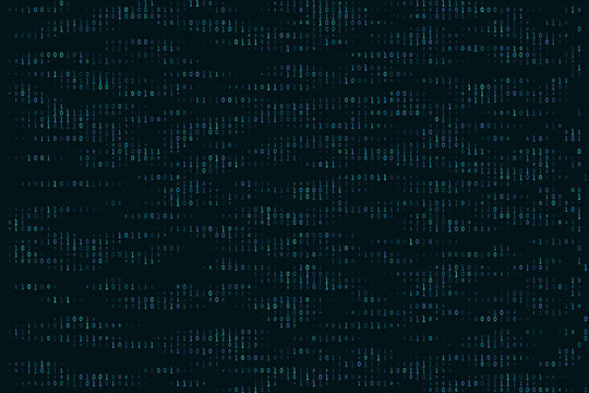Abstract Binary Code Background with Digital Data Stream for Cybersecurity and Software Development Concepts