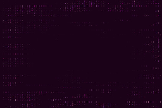 Dark Purple Binary Code Background with Digital Data Stream Pattern for Cyber Security and Technology Concepts
