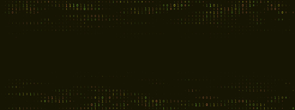 Abstract Binary Code Background with Golden Digital Data Stream for Technology and Cyber Security Concepts