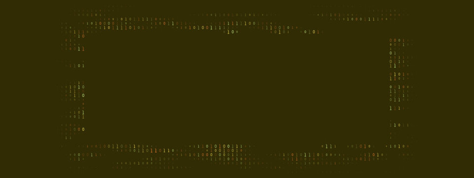 Binary Code Frame Background with Glowing Digital Data Stream for Technology and Cyber Security Concepts