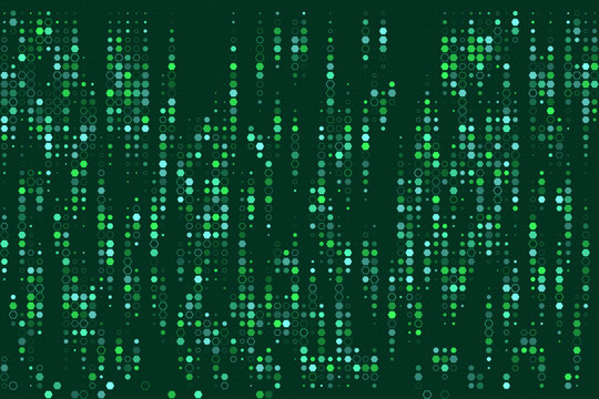 Abstract Digital Matrix Background with Green Hexagon Data Streams for Technology and Cyber Security Concepts